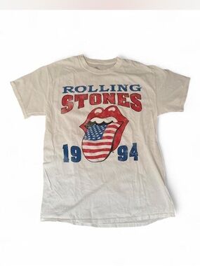 Urban Outfitters - The Rolling Stones White Graphic Logo Oversized Shirt
